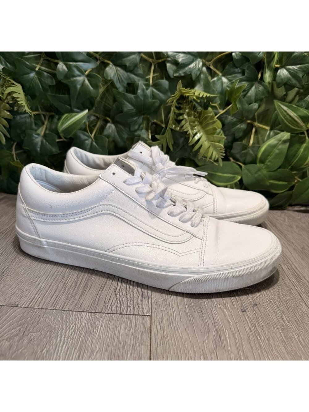 Vans Old Skool Mens White Leather Skate Size 11.5 Sneaker Shoes